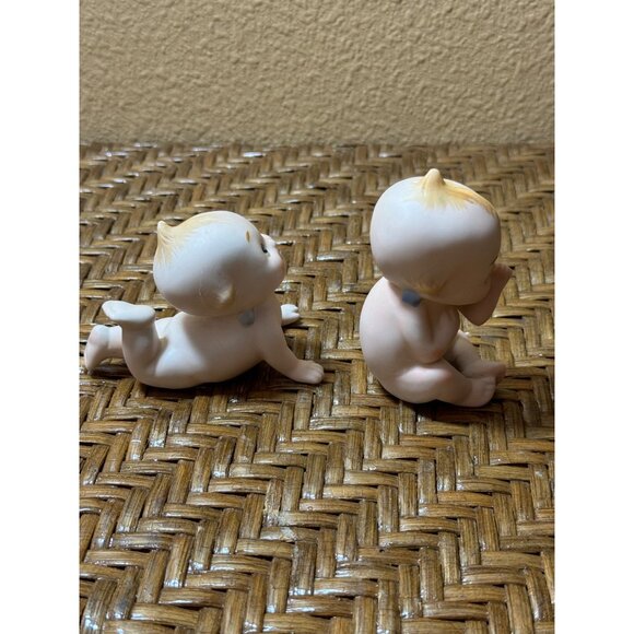 Vintage Kewpie Blue Wing Baby Figurines Set Of 2 Porcelain Collectibles - Picture 4 of 10